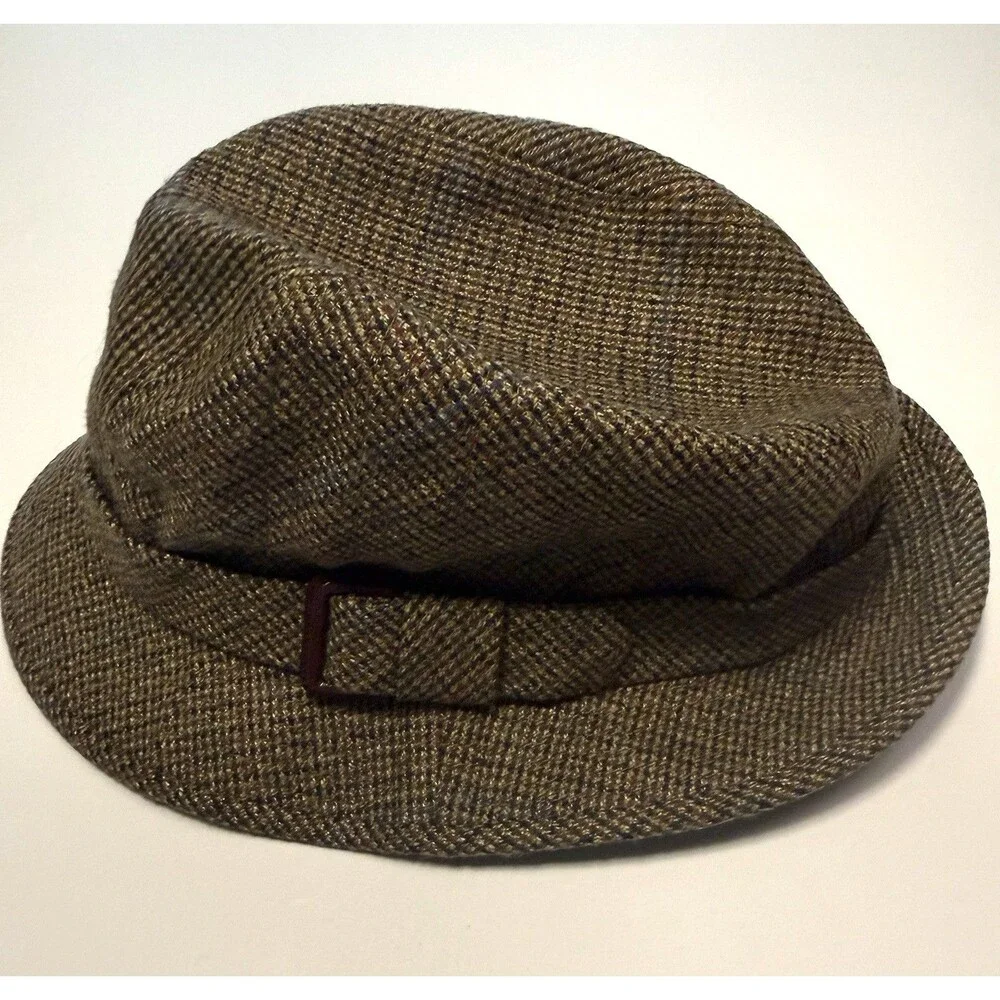 Vintage Doria Gruppo Borsalino Fedora Hat Tweed Herringbone USA 7 1/8 57